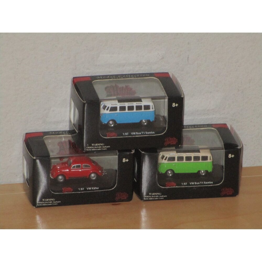 Model Collection Lot of 3 VW Kafer VW Blue Samba VW Bus Samba Lot of 3 New Box